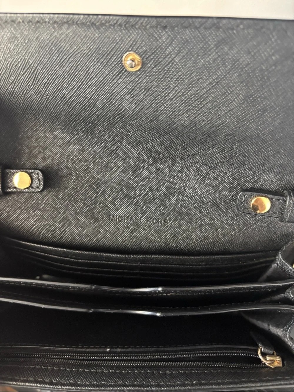 Michael Kors Black Saffiano Leather Wallet with Gold Logo